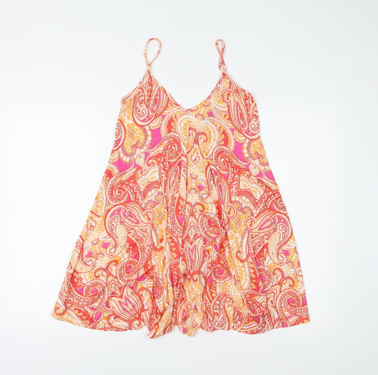 Boohoo Womens Orange Paisley  Basic Tank Size 8