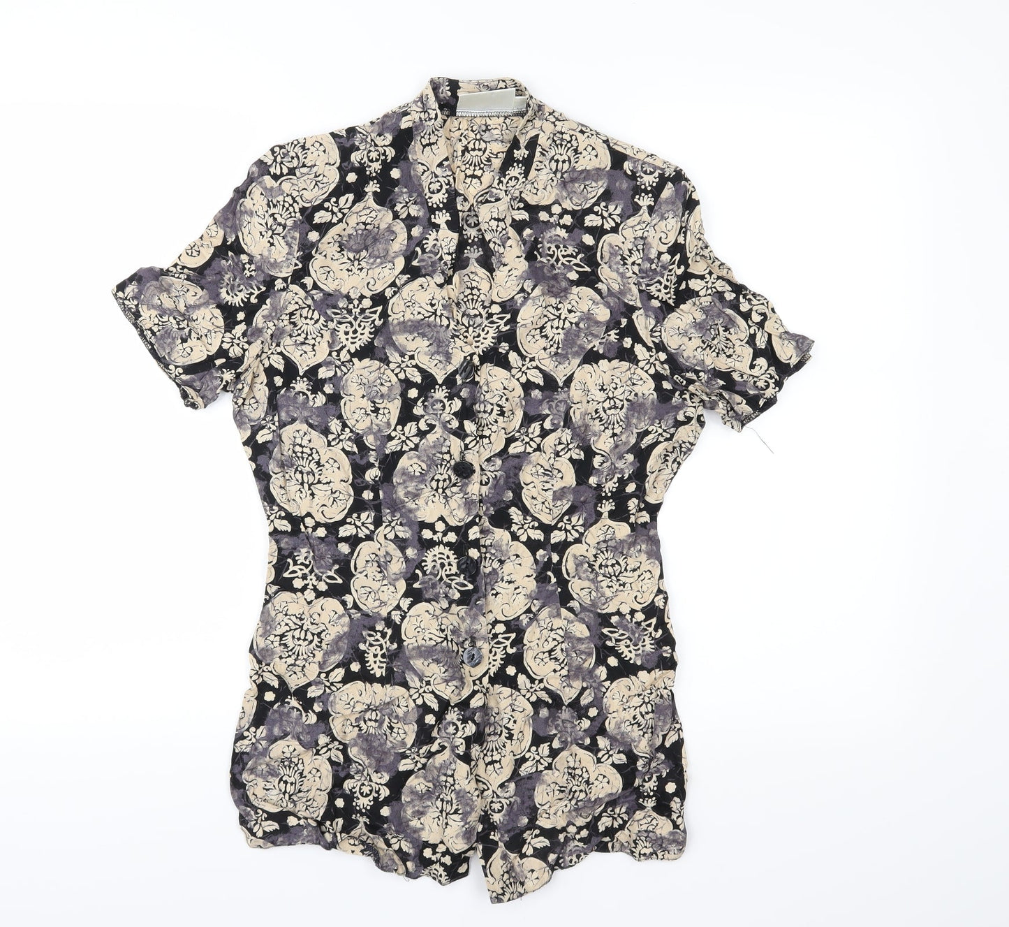 BHS Womens Black Floral  Basic Button-Up Size 10
