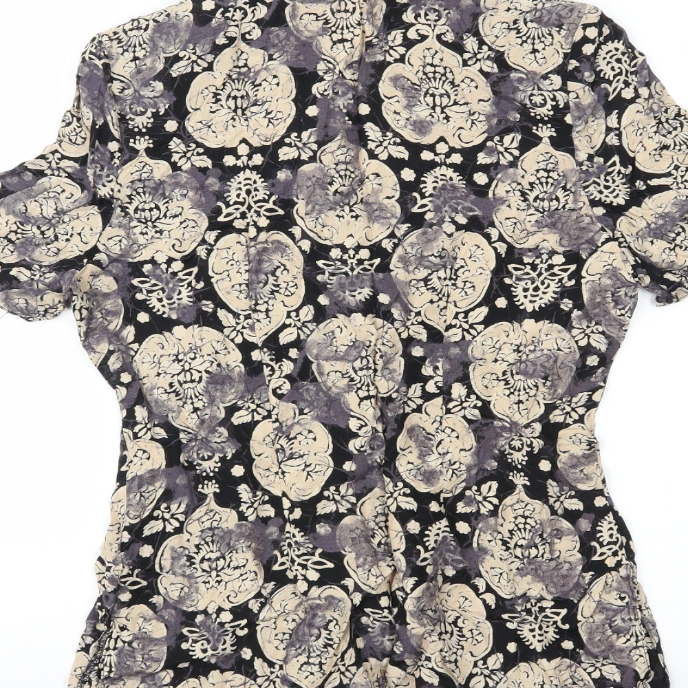 BHS Womens Black Floral  Basic Button-Up Size 10