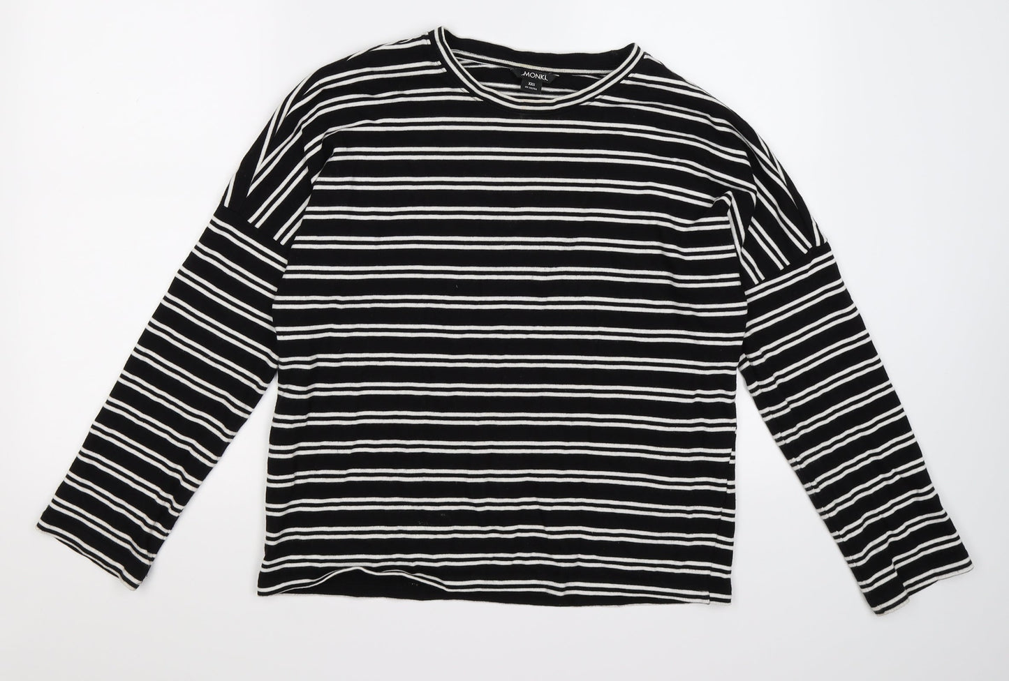 Monki Womens Black Striped Knit Pullover Jumper Size 2XS