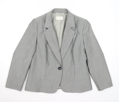 Additional front view of planet women’s grey jacket blazer, size UK 12