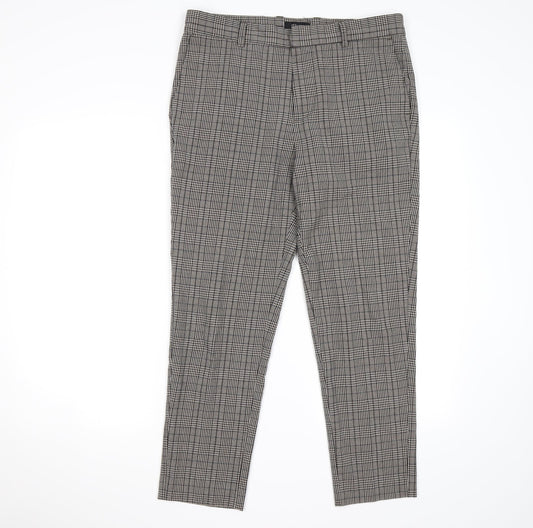 New Look Mens Brown Check  Dress Pants Trousers Size 32 L30 in