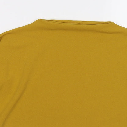 Close-up detail of Missguided women’s yellow jumper, size UK 8, - cropped