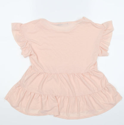 Back view of Boohoo women’s pink chiffon tunic t-shirt, size UK 6