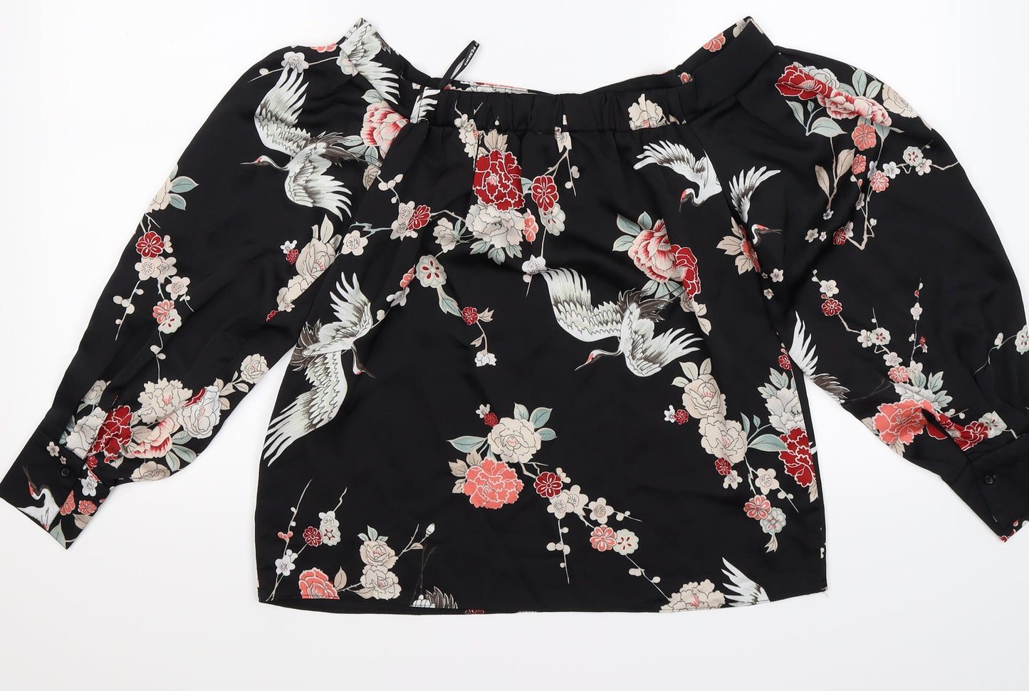 Dorothy Perkins Womens Black Floral Satin Basic Blouse Size 8