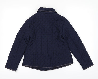 Back view of Mayoral women’s blue rain coat coat, size S