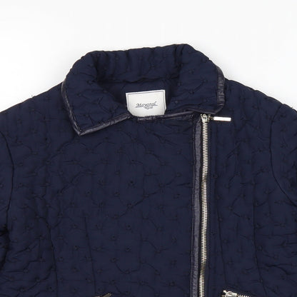 Close-up detail of Mayoral women’s blue rain coat coat, size S