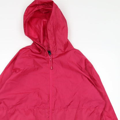 Close-up detail of Embargo women’s red windbreaker coat, size UK 12