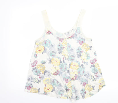 Additional front view of Next women’s white floral basic tank, size UK 8