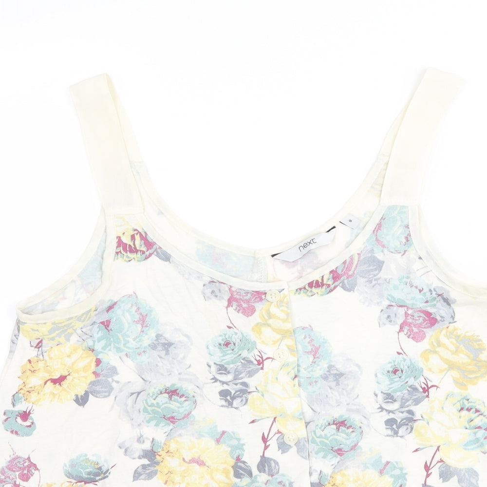 NEXT Womens White Floral  Basic Tank Size 8