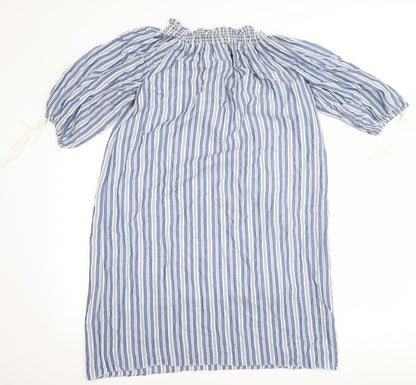 Back view of Max Studio women’s blue striped shift, size S