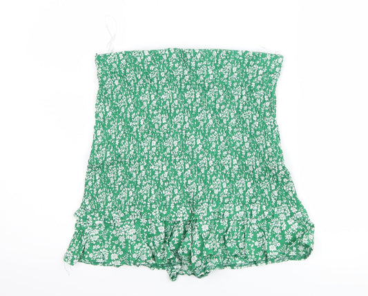 who i am Womens Green Floral  Mom Shorts Size 12
