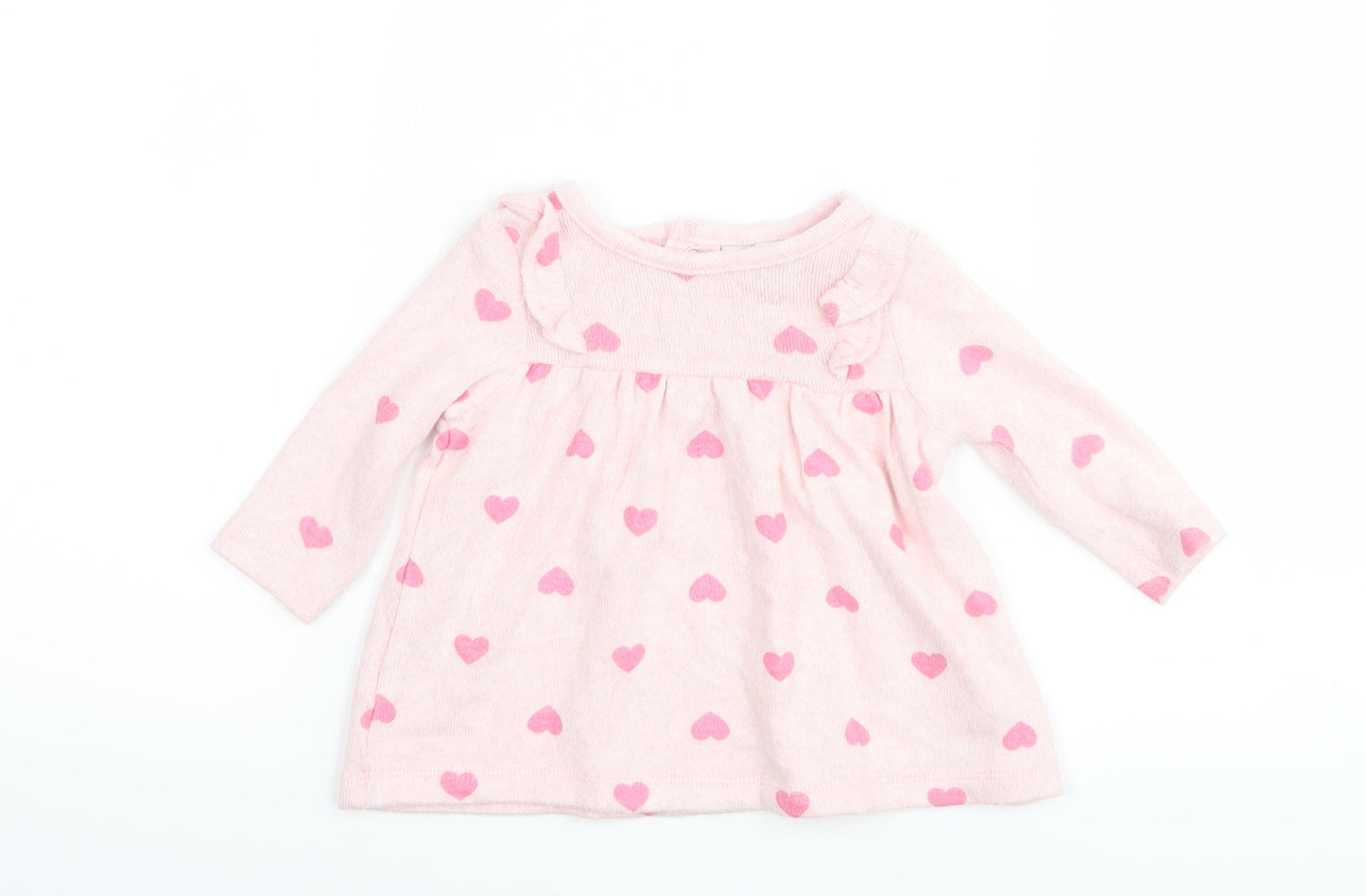 Sterling Girls Pink Polka Dot  Basic T-Shirt Size 3-6 Months  - Love heart print