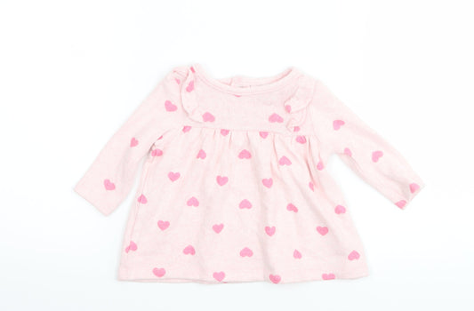 Sterling Girls Pink Polka Dot  Basic T-Shirt Size 3-6 Months  - Love heart print