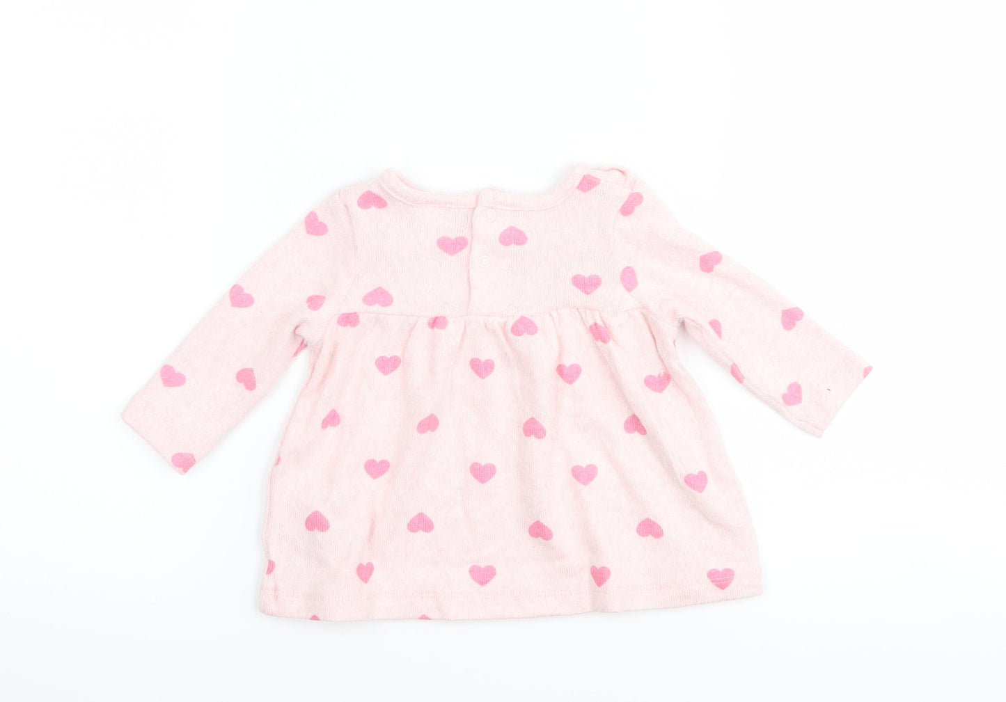 Sterling Girls Pink Polka Dot  Basic T-Shirt Size 3-6 Months  - Love heart print