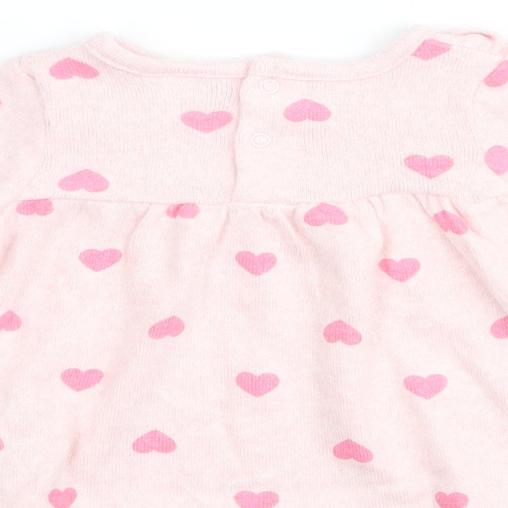 Sterling Girls Pink Polka Dot  Basic T-Shirt Size 3-6 Months  - Love heart print
