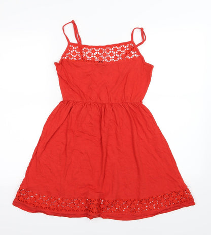 Front view of Atmosphere women’s red jersey basic blouse, size UK 10