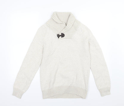 Additional front view of H&M men’s beige knit jumper, size S