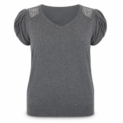 Front view of Worthington women’s grey jumper, size XL