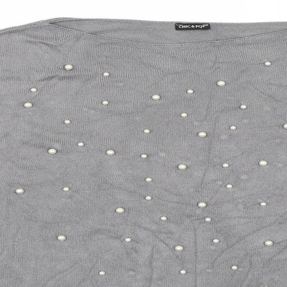 Close-up detail of Chic & Pop women’s grey jumper, size XL