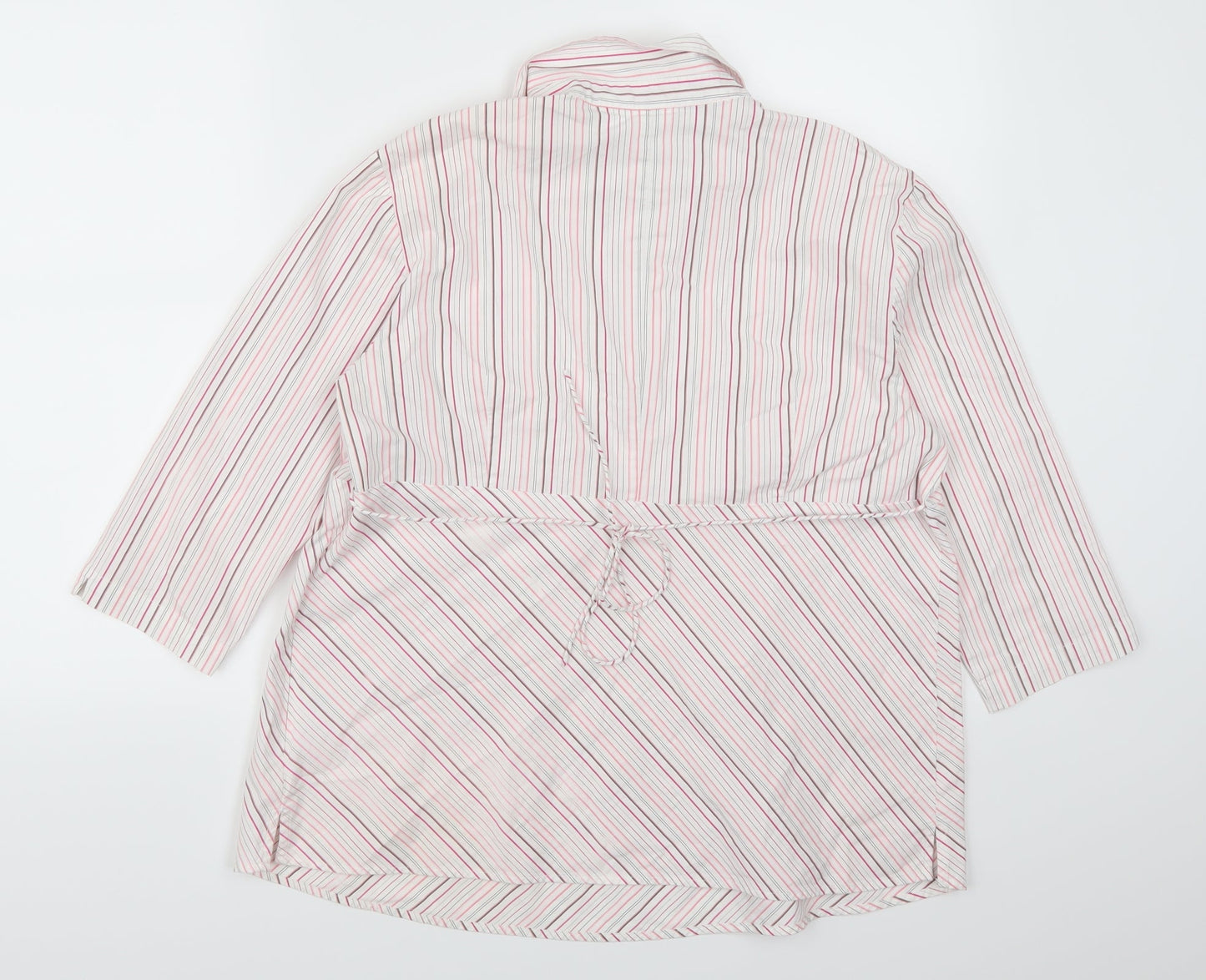 Duo Maternity Womens Pink Striped  Basic Blouse Size L