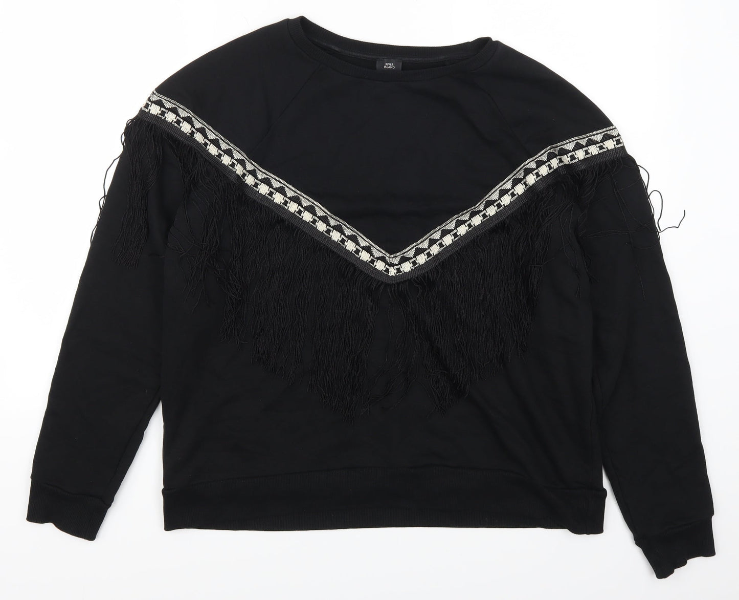 River Isalnd Womens Black Geometric  Pullover Sweatshirt Size M