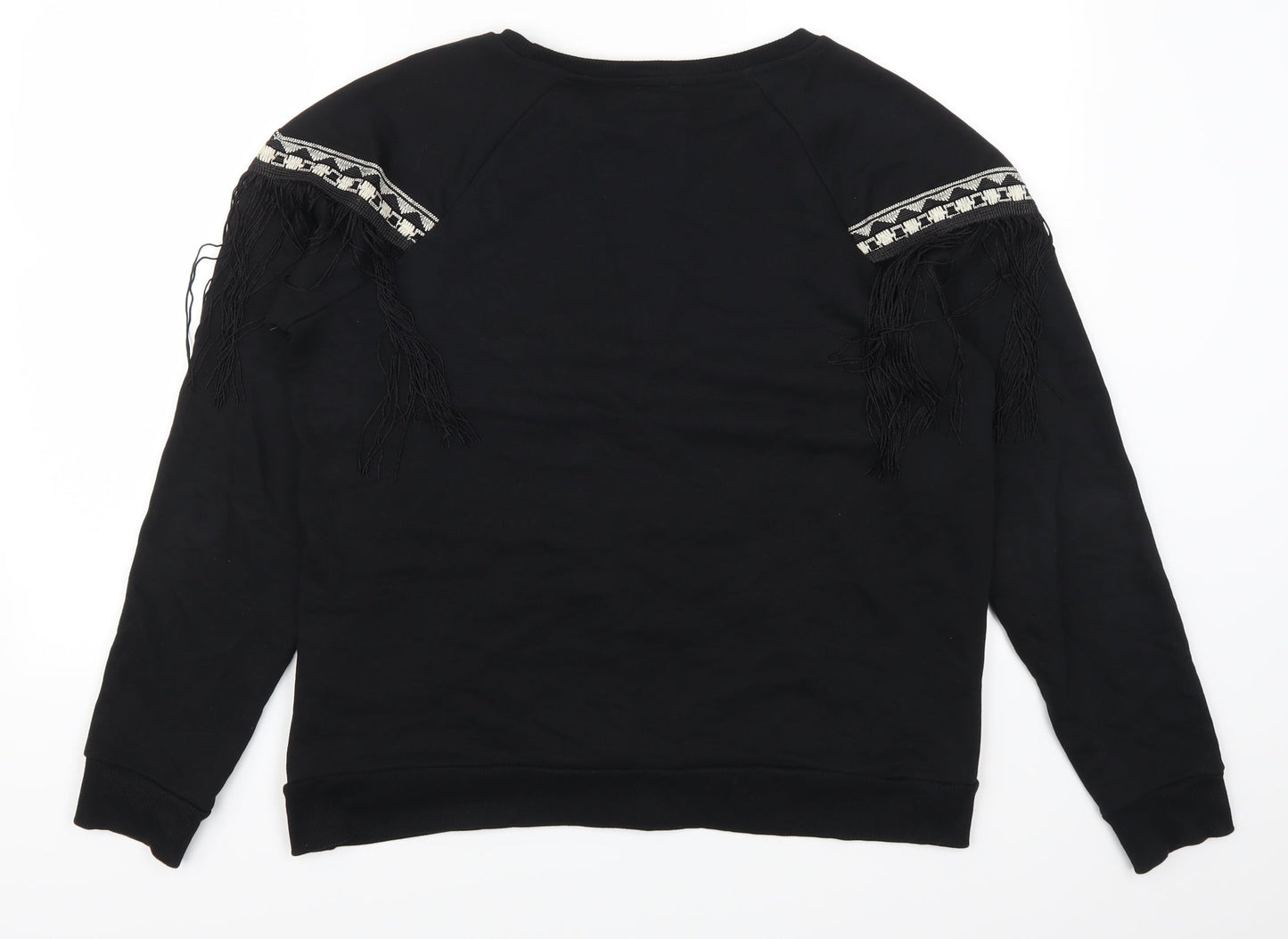 River Isalnd Womens Black Geometric  Pullover Sweatshirt Size M