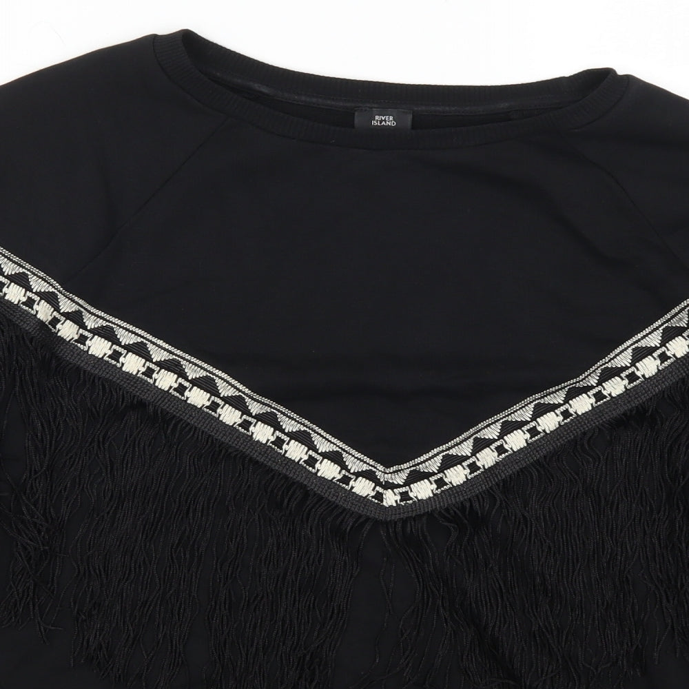 River Isalnd Womens Black Geometric  Pullover Sweatshirt Size M