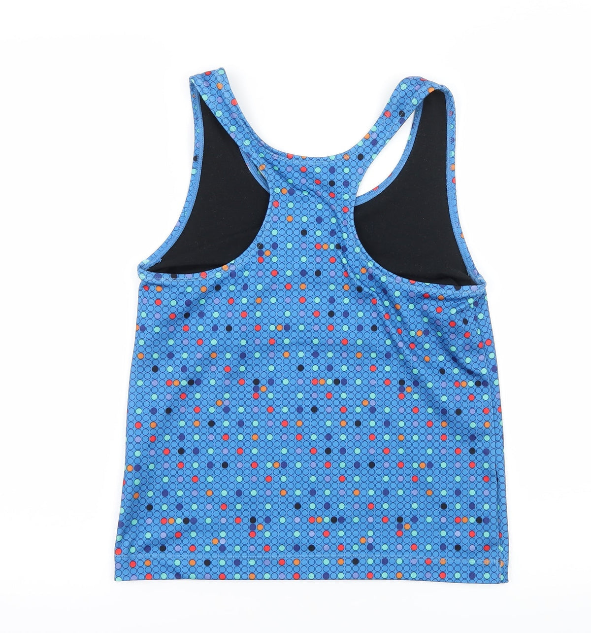 Preloved Danskin Womens Blue Polka Dot Jersey Basic Tank Size L - Back