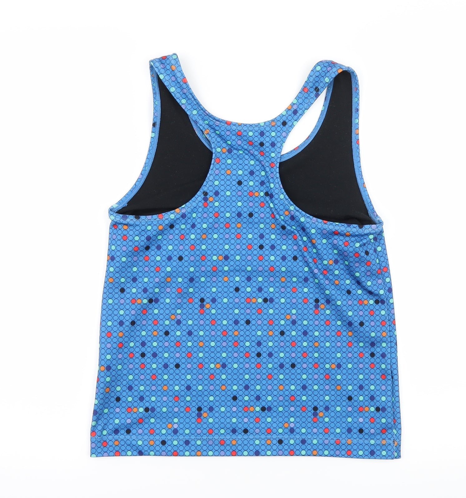 Preloved Danskin Womens Blue Polka Dot Jersey Basic Tank Size L - Back