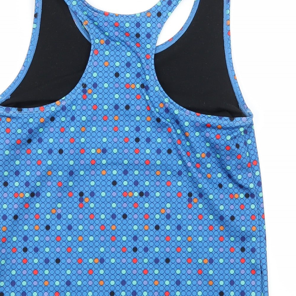 Preloved Danskin Womens Blue Polka Dot Jersey Basic Tank Size L - Label