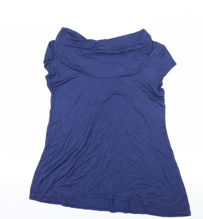 Back view of Preworn women’s blue jersey basic t-shirt, size UK 12