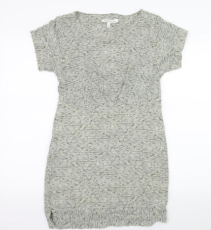 Additional front view of BCBGeneration women’s ivory striped a-line, size XS, - open back