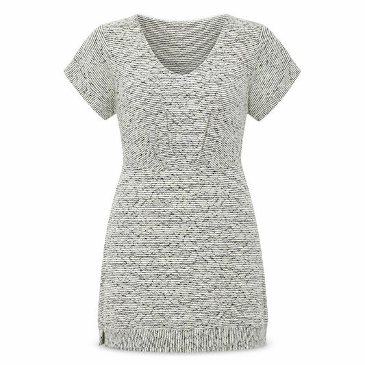 Front view of BCBGeneration women’s ivory striped a-line, size XS, - open back