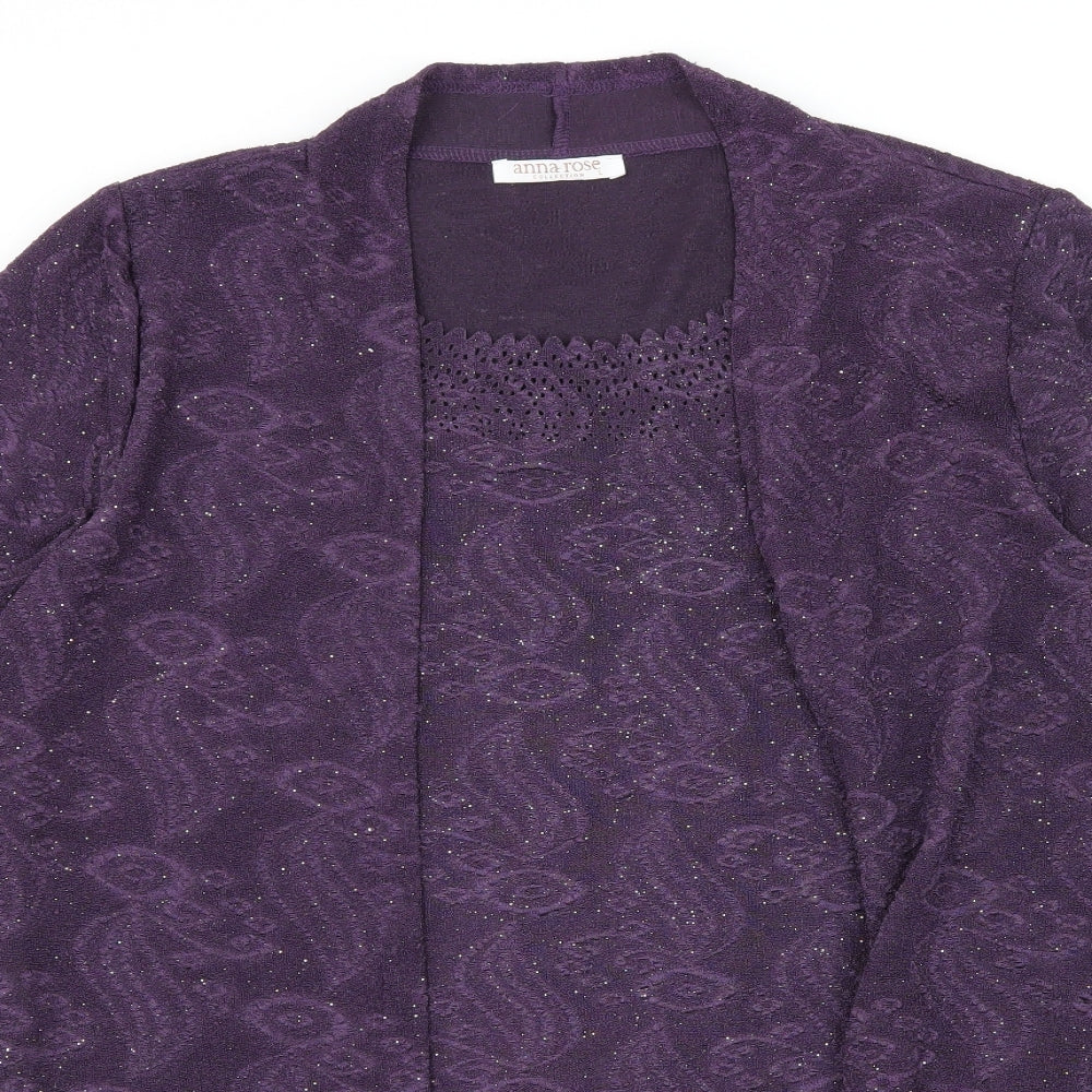 Anna Rose Womens Purple  Jersey Basic Blouse Size L