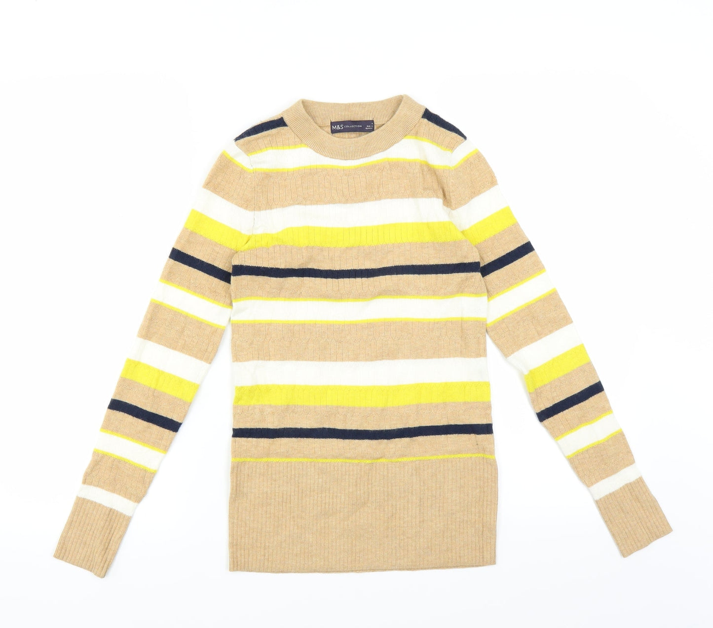 Marks and Spencer Womens Beige Striped  Pullover Jumper Size 6