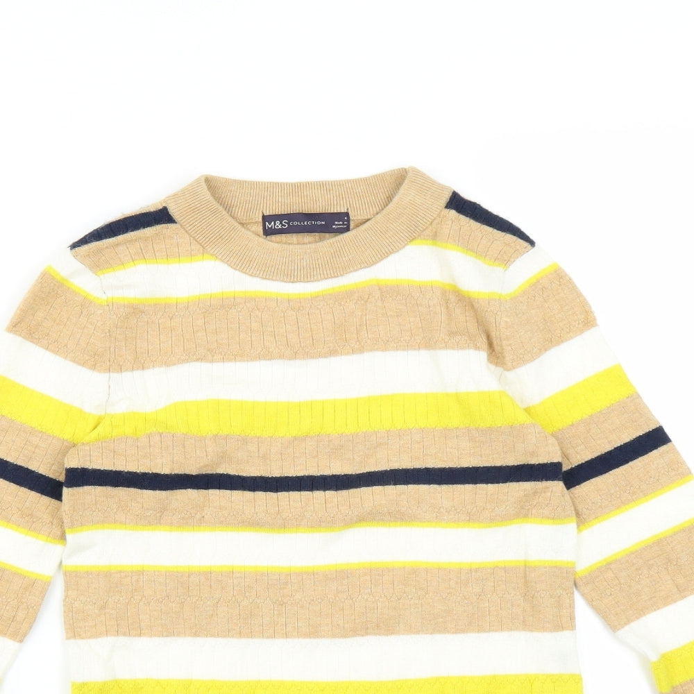 Marks and Spencer Womens Beige Striped  Pullover Jumper Size 6