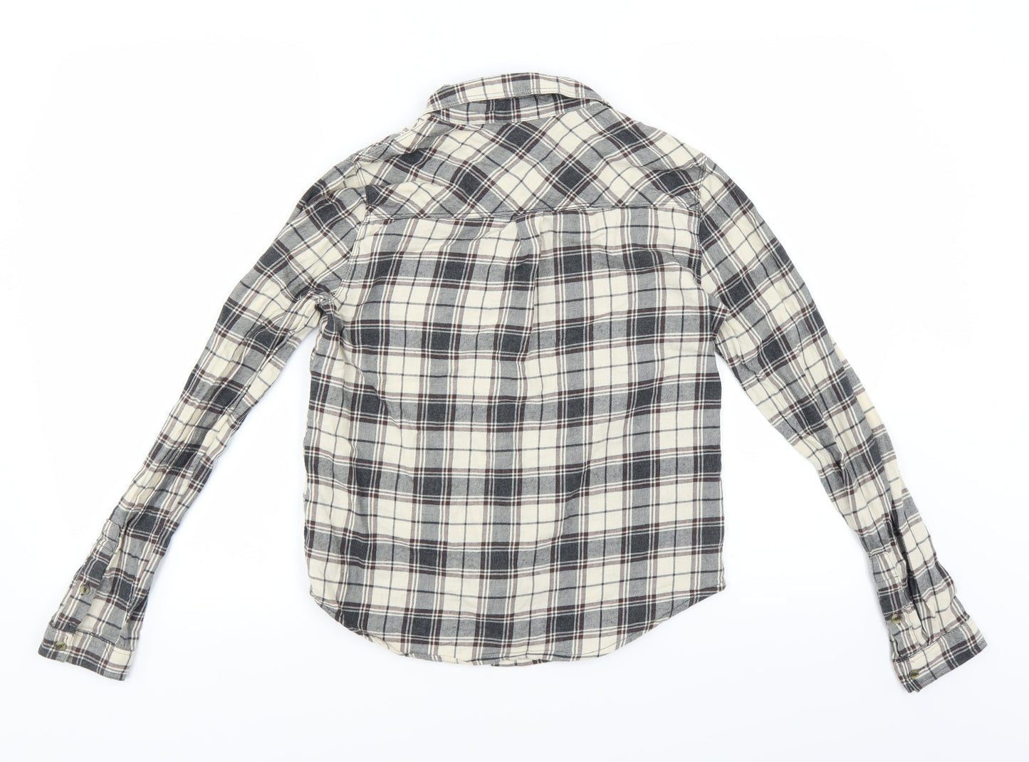 FOREVER 21 Womens Grey Plaid  Basic Button-Up Size S