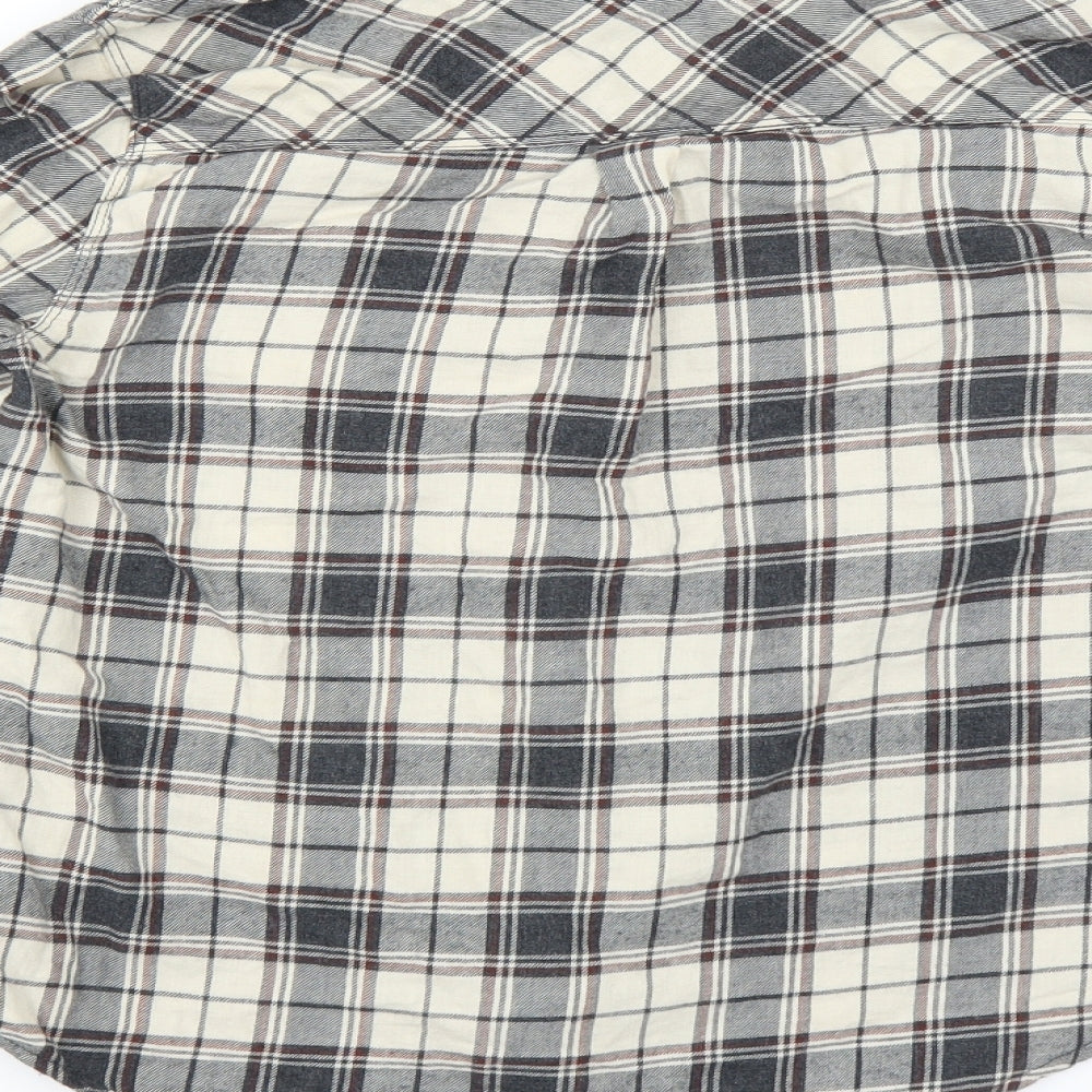 FOREVER 21 Womens Grey Plaid  Basic Button-Up Size S