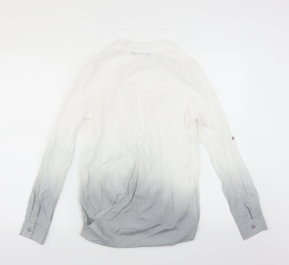 Back view of Missguided women’s grey basic blouse, size UK 6