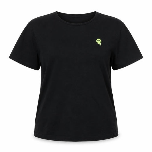Front view of Premium Collection women’s black basic t-shirt, size M