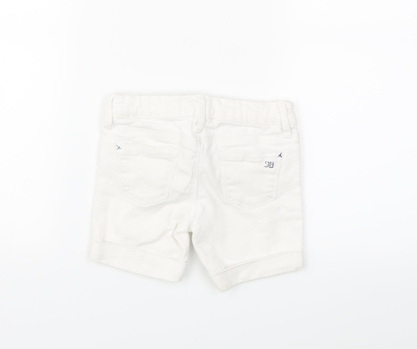 Preworn Girls White  Denim Hot Pants Shorts Size 4 Years