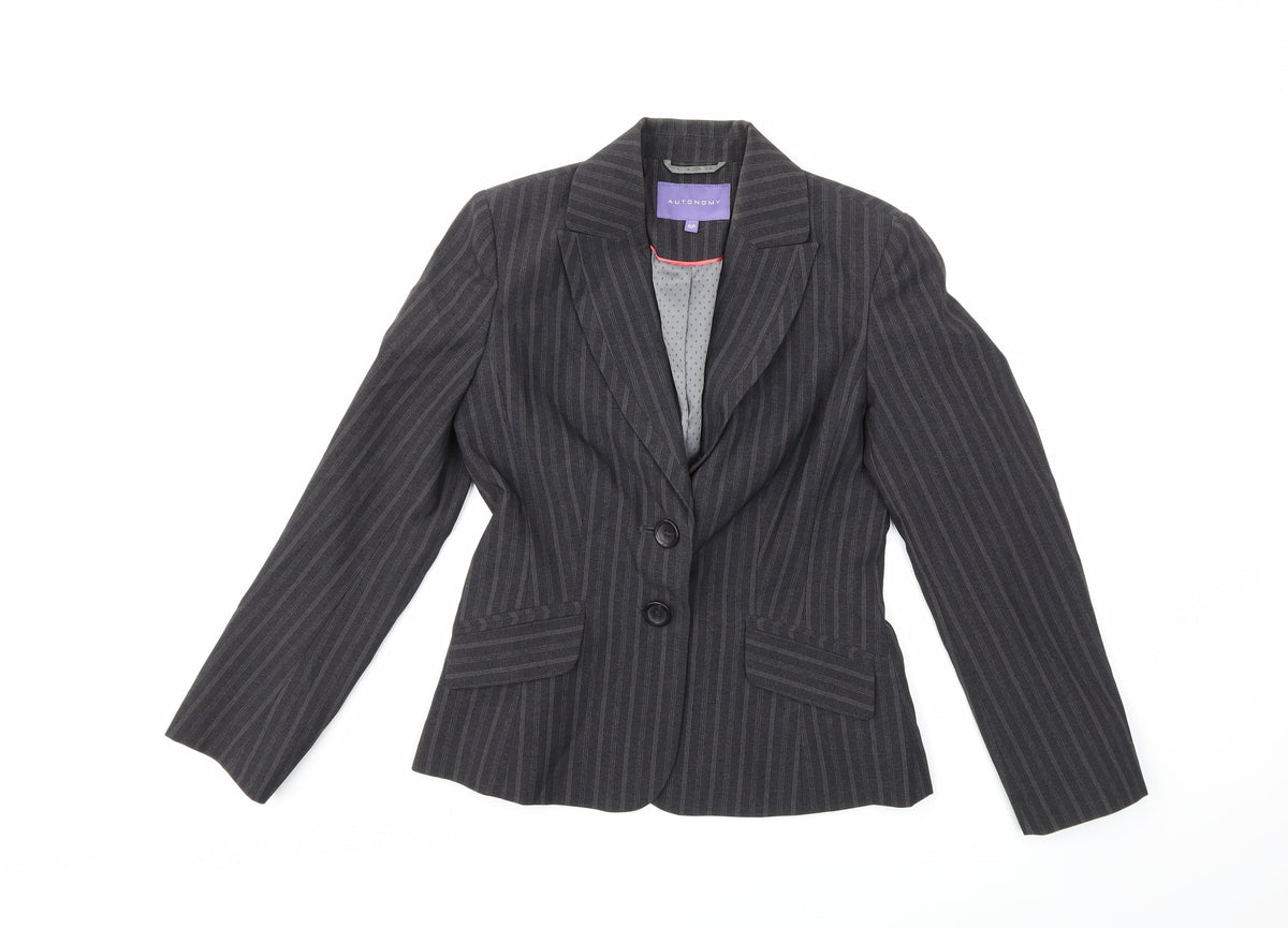 Autonomygrey Womens Grey Striped  Jacket Blazer Size 6