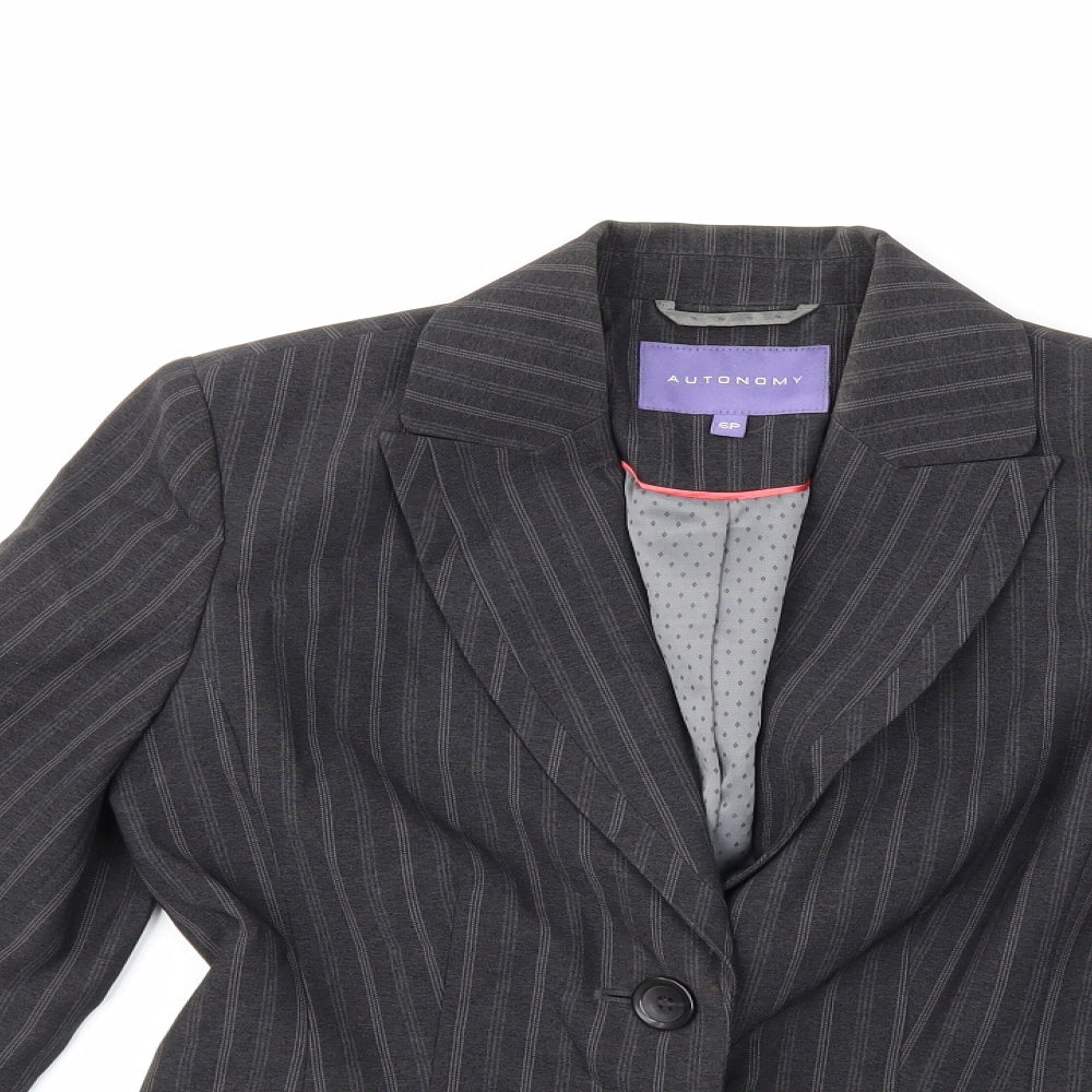 Autonomygrey Womens Grey Striped  Jacket Blazer Size 6