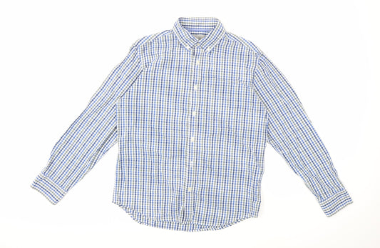 Marks and Spencer Mens Blue Check   Button-Up Size S
