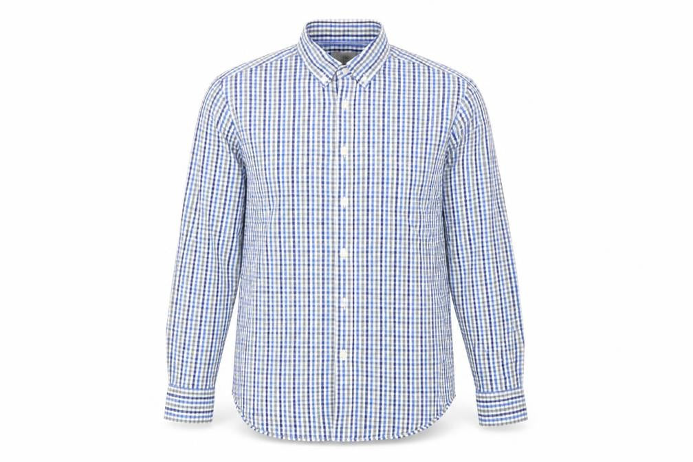 Marks & Spencer Mens Blue Check   Button-Up Size S