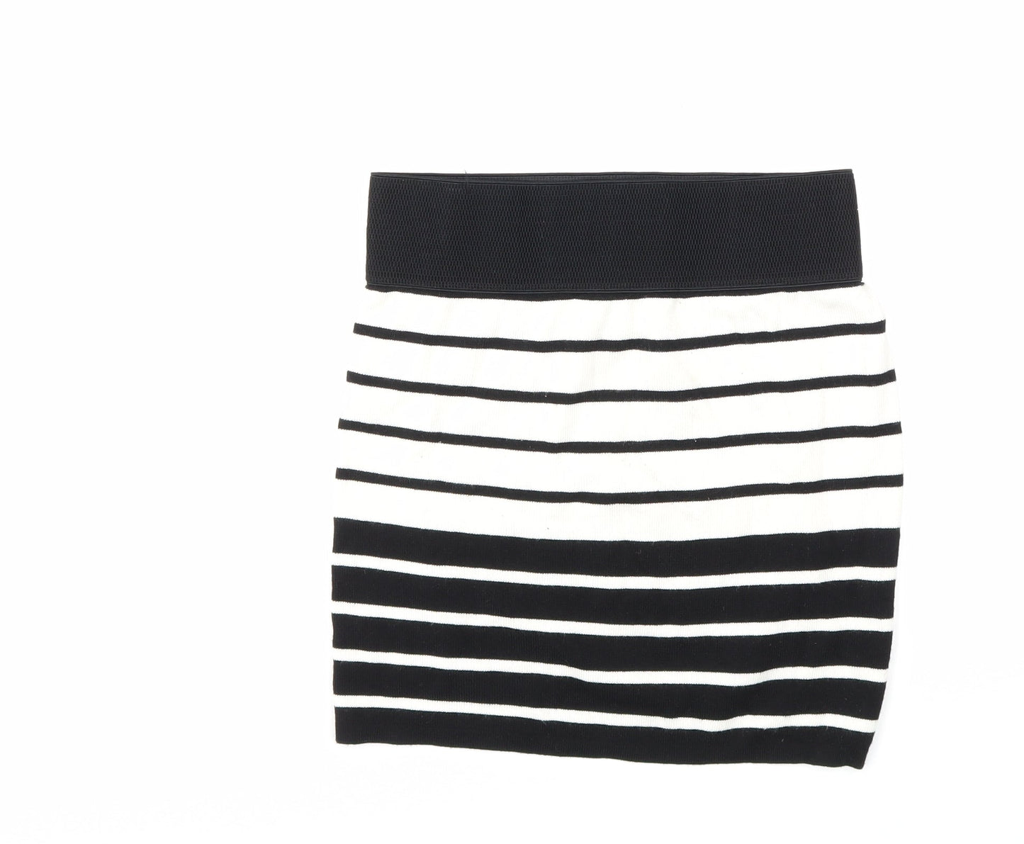 Preworn Womens White Striped Knit Mini Skirt Size 26 in