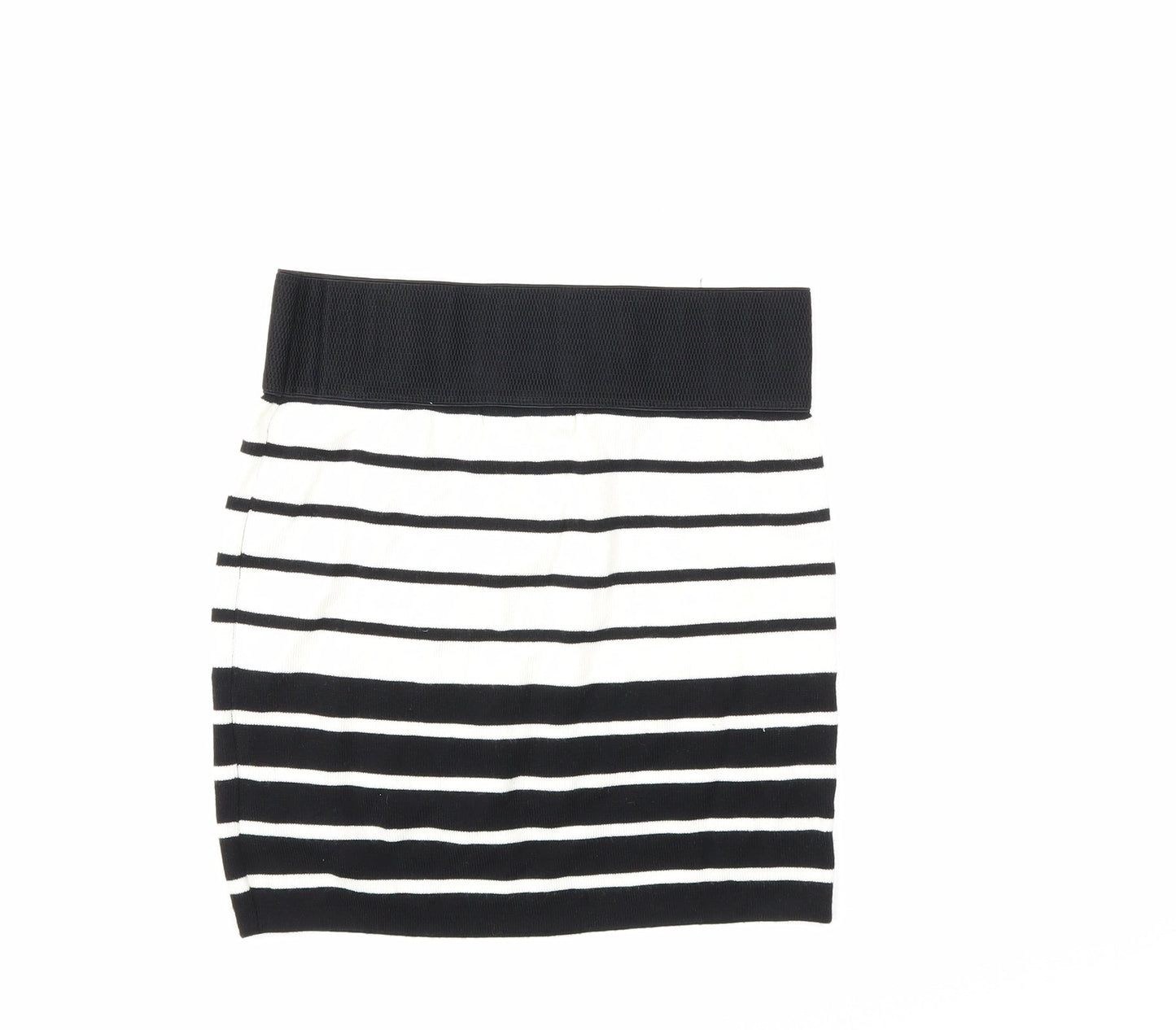Preworn Womens White Striped Knit Mini Skirt Size 26 in