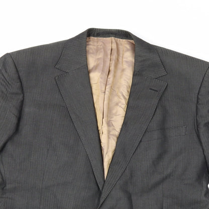 Close-up detail of Emanuel Ungaro men’s grey jacket suit jacket, size 40