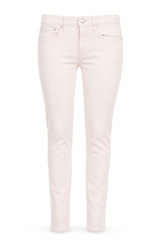 Front view of Gap women’s pink denim skinny jeans, size UK 26, in, 28-inch leg